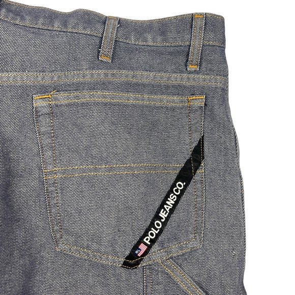 Ralph Lauren Shorts Men 40 in Silver/Blue VINTAGE Denim Polo Jean Worker - Picture 14 of 16